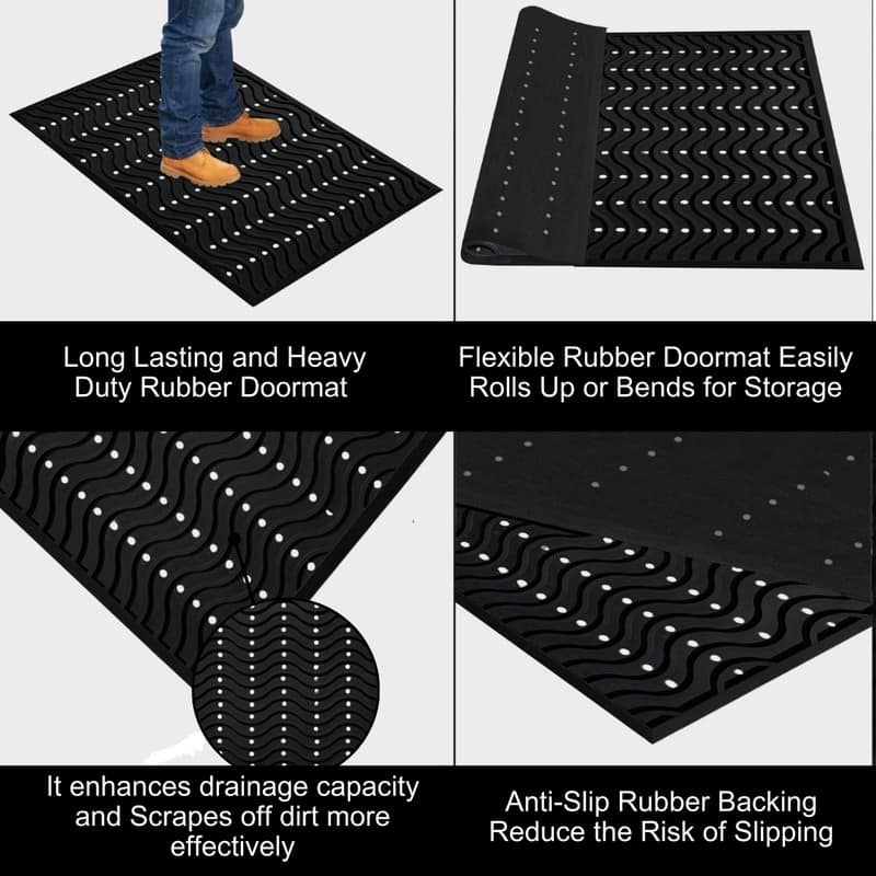 A1HC New Natural Rubber Premium Scrapper Door Mats-Keeps Mud and Dirt Away