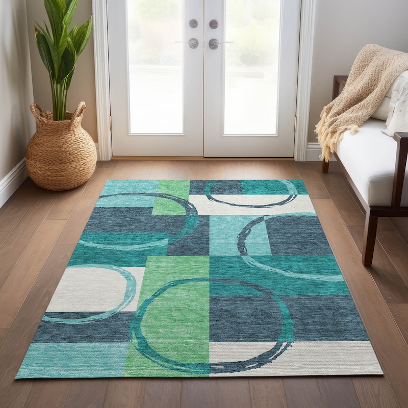 Machine Washable Indoor/ Outdoor Contemporary Chantille Rug
