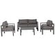 preview thumbnail 2 of 1, Cabo 4-Piece Outdoor Patio Conversation Furniture Set Aluminum Frame includes Dark Grey Olefin Cushions