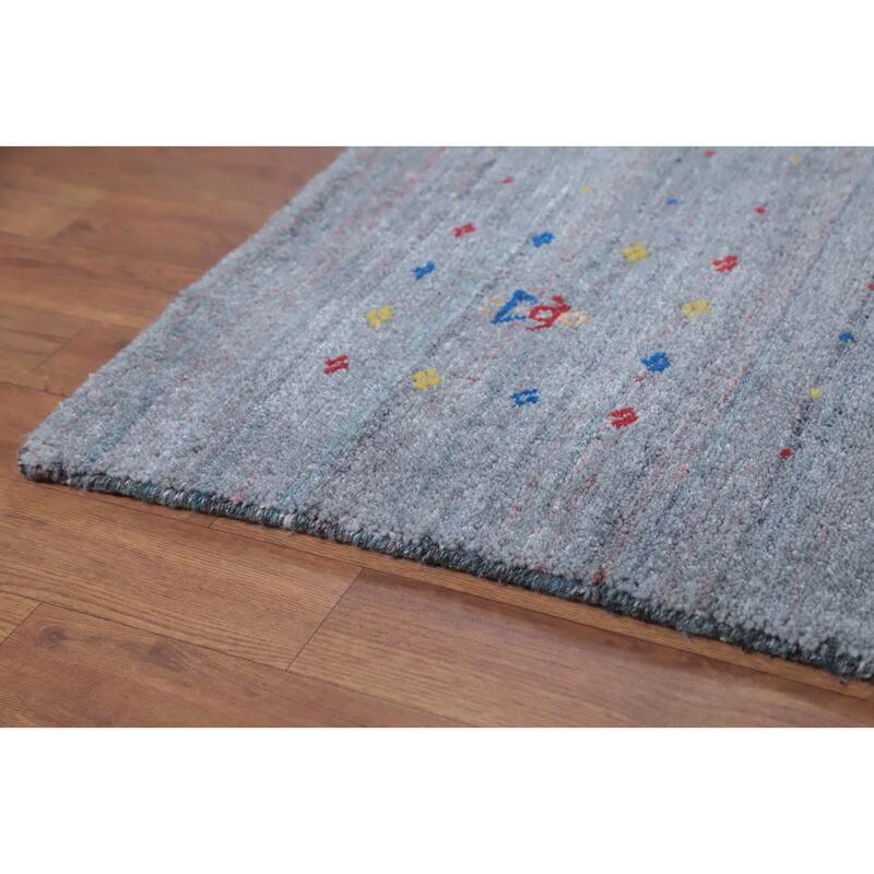 Hand Knotted Oriental 100% Wool Carpet Tribal Animal Pictorial Navy Blue & Blues Gabbeh Area Rug - 12' 0'' X 8' 11''