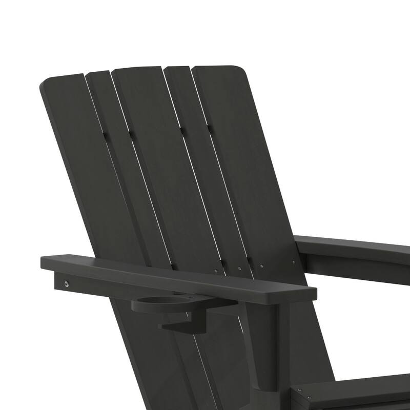 Commercial All-Weather Adirondack Chair with Pullout Ottoman & Cupholder