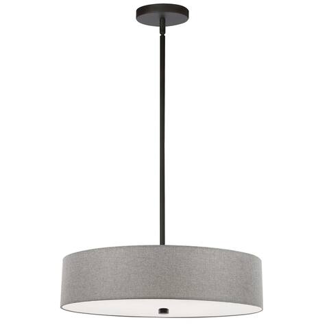 4 Light Incandescent Pendant, Matte Black with Grey Shade