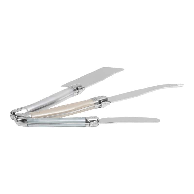 French Home 3-Piece Laguiole Cheese Knife Set with Mother of Pearl Handles