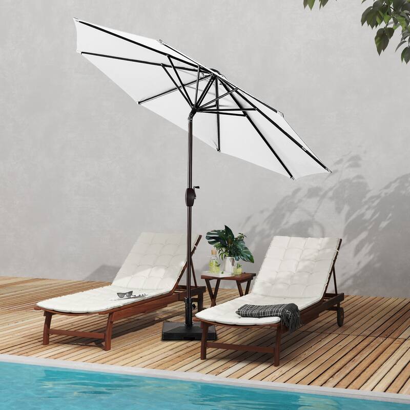 Brock 9-Foot Market Patio Umbrella with Concrete Base Weight Stand Included - White