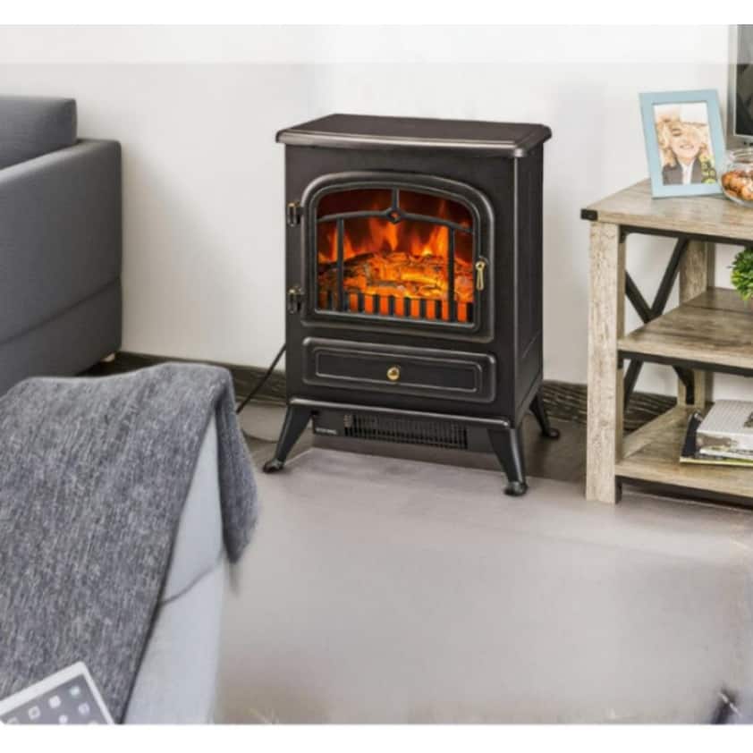 16.3" Electric Fireplace Stove, Freestanding Portable Fireplace Heater