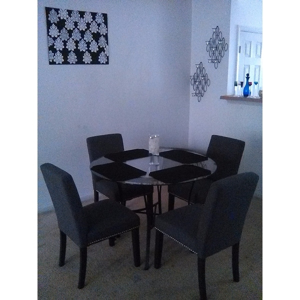 Shop Handy Living Brisbane Charcoal Black Linen Upholstered Dining