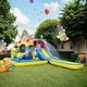 preview thumbnail 2 of 7, Qaba Inflatable Water Slide Park, Kids Bounce House 6 in 1 with 550W Blower, Splash Pools, 2 Slides, Party - multicolored