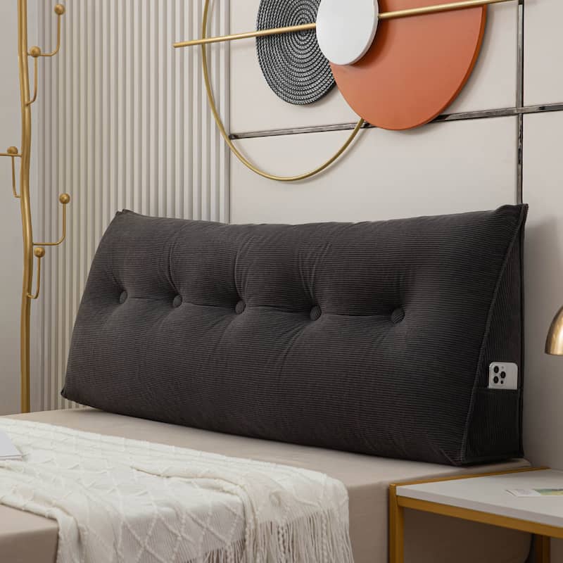 Polyester Headboard Throw Bed Rest Back Support Reading Pillow - 59"X20" - Black