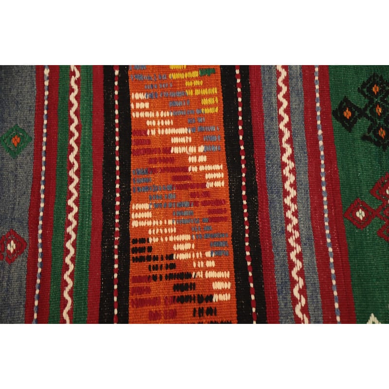Hand Woven Oriental 100% Wool Carpet Southwestern Tribal Multi-Colored Kilim Area Rug - 9' 5'' X 5' 2''