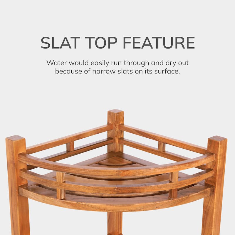 Cambridge Casual 3-Tier Estate Spa Teak Corner Shower Shelf