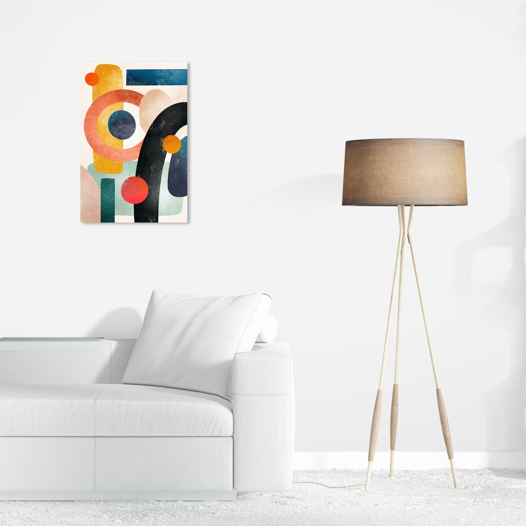 Wynwood Studio Canvas Abstract In Bright Shapes Yellow and Mid-Century Modern Wall Art Canvas Print