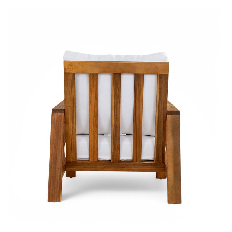 Roomfitters Patio Accent Chair, Solid Acacia Wood Outdoor Lounge Seat with Water-Resistant Cushions