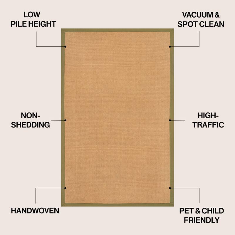 Camden Farmhouse Cottage Border Jute Area Rug