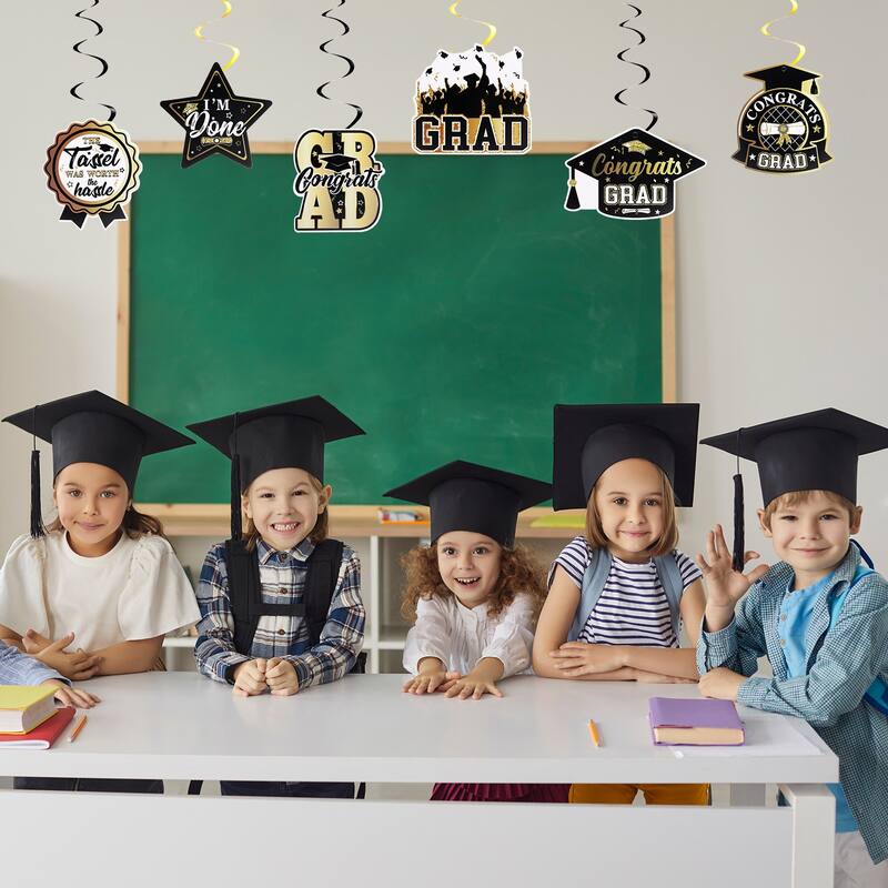 24 PCS Graduation Decorations Class of 2024, Hanging Swirls for Graduation Party - Purple, Gold