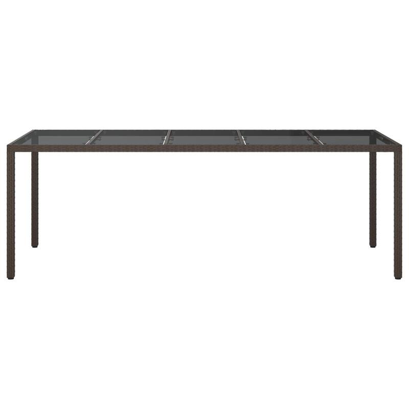 vidaXL Patio Table Outdoor Garden Dinner Table Tempered Glass and Poly Rattan - 98.4 x 39.4 x 29.5 in