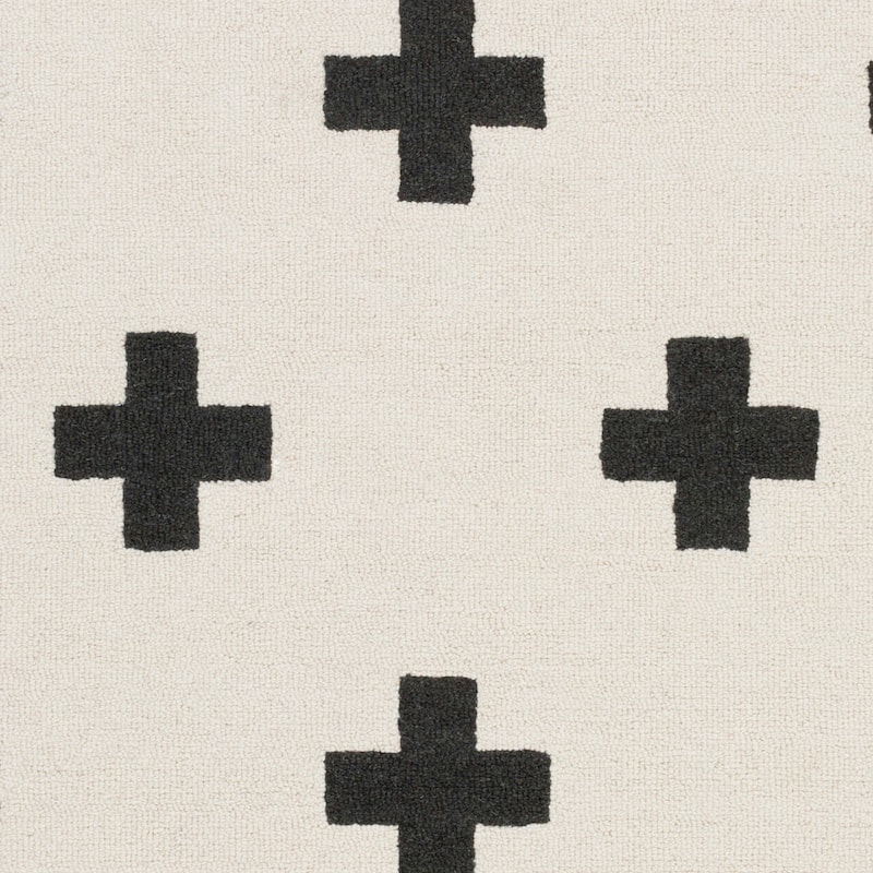 Trocadero White Modern Geometric Wool Handmade Area Rug - 7'6" x 9'6"