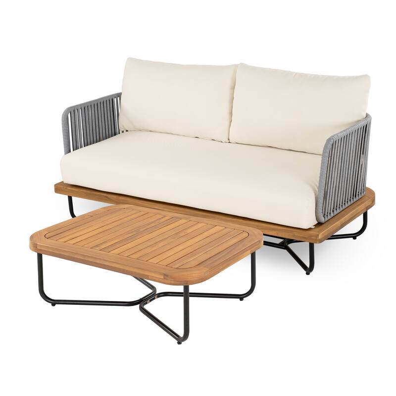 Christopher Knight Home - Evelyn Parker Elegant Lucca Outdoor Acacia Wood Sofa Set