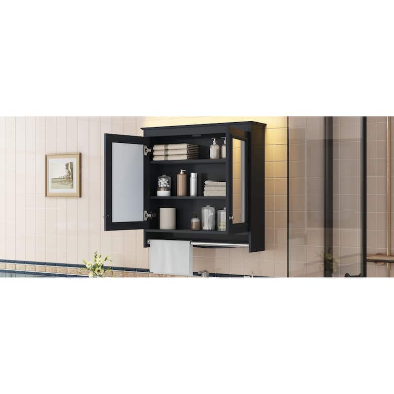 3-in-1 Bathroom Mirror Cabinet, 30"Wall Mounted Medicine Cabinet with Adjustable Shelves & Soft Close Doors
