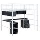 preview thumbnail 19 of 26, Minimalist Style Full Size Metal Loft Kids Bed with Bookcase,Desk,Ladder,Guardrail and Cabinet