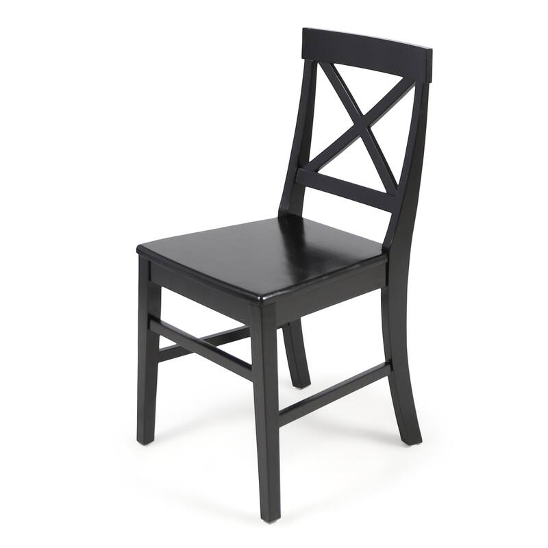 Acacia Wood Dining Chairs, White Cross Back Chairs (Set of 2)