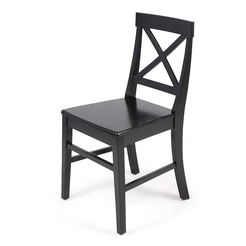 Mid-Century Modern Acacia Wood Dining Chairs Black (Set of 2)
