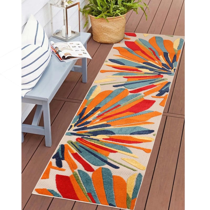 Superior Geometric Abstract Indoor Outdoor Runner or Area Rug - 2' x 6'