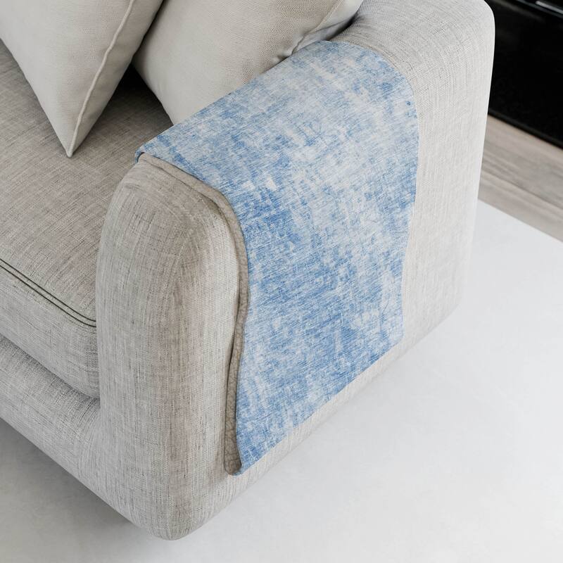 Premium Machine Washable Modern Abstract Sherpa Throw Blanket - Blue - 4'2" x 5'10"