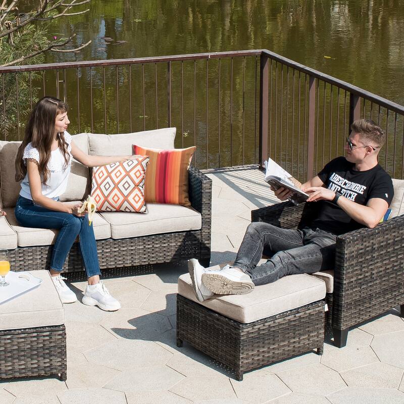 OVIOS 8-piece Patio Wicker Outdoor High-back Sectional Furniture Set