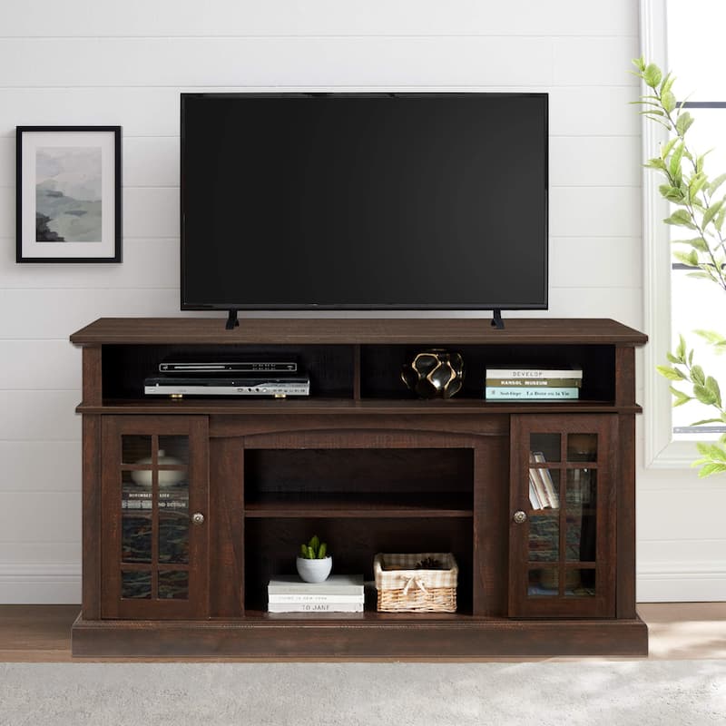 58"W Retro TV Stand & Entertainment Center,TV Cabinet,TV up to 60" - 58.25"W*15.75"D*32"H - Espresso