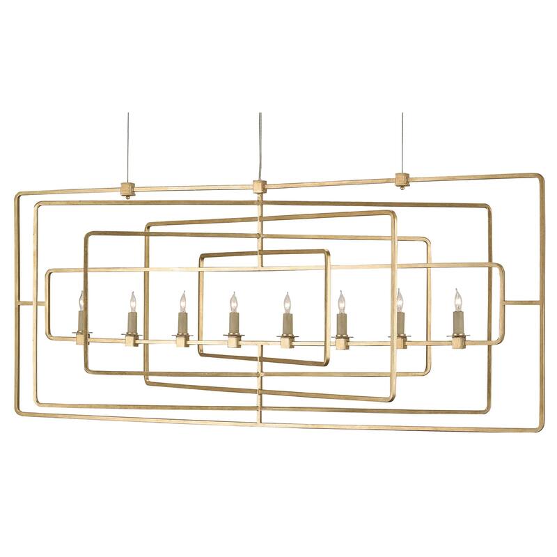 Currey & Company Metro Gold Rectangular Chandelier - 23"h x 54"w x 17"d - 23"h x 54"w x 17"d - Contemporary Gold Leaf