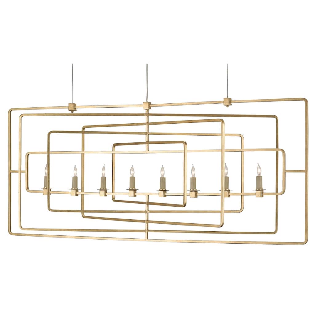 Currey & Company Metro Gold Rectangular Chandelier - 23"h x 54"w x 17"d