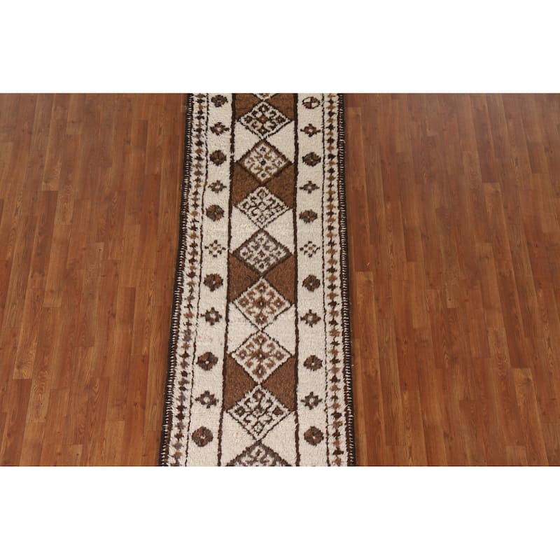 Anatolian Beige Oriental Runner Rug Handmade Wool Carpet - 2'8"x 12'4"