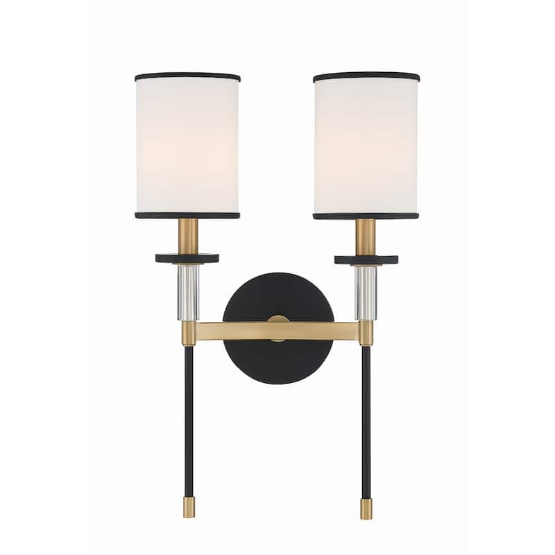 Hatfield 2 Light Black Forged & Vibrant Gold Wall Mount - 12"W x 18.5"H x 6"D - 12"W x 18.5"H x 6"D