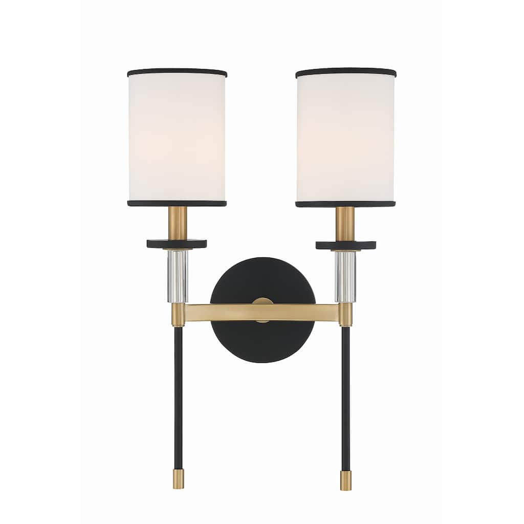 Hatfield 2 Light Black Forged & Vibrant Gold Wall Mount - 12"W x 18.5"H x 6"D