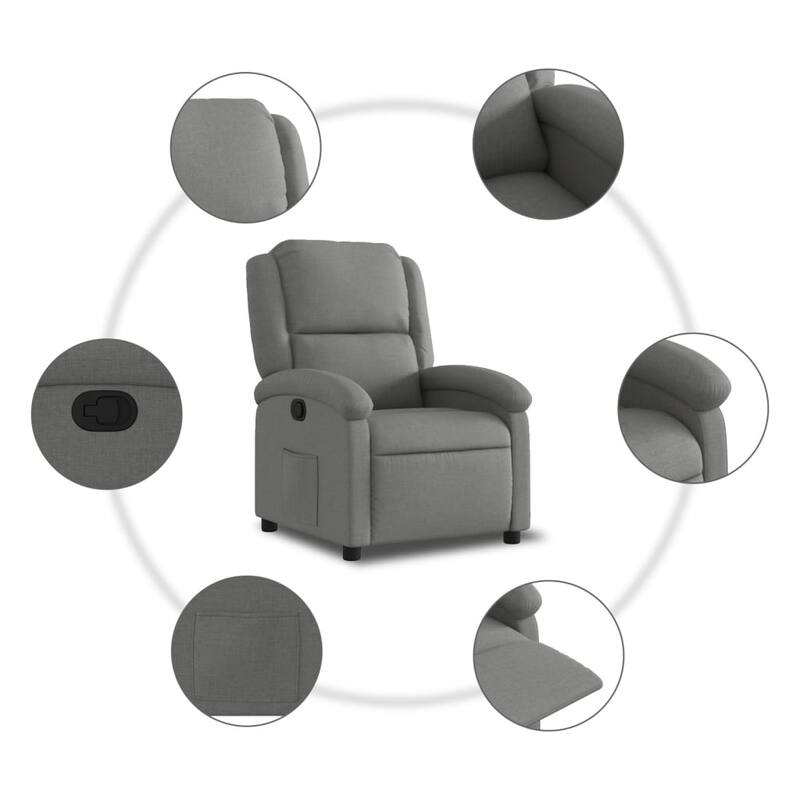 vidaXL Recliner Chair Dark grey Fabric (100% polyester), metal, plywood - 34.1 x 28.0 x 39.2