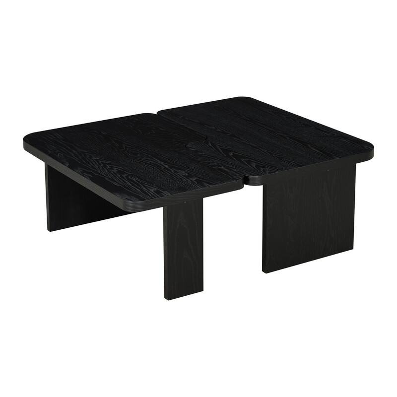 Modern Minimalist Rectangle Coffee Table with Splicing Design, Multifunctional Combination Table for Living Room