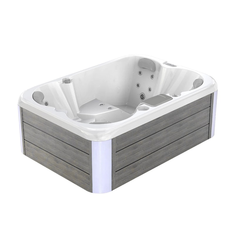 4-Person 20-Jet Premium Acrylic Rectangle Outdoor SPA Hot Tub with Bluetooth Speaker - Two-step Ladder - PU Cover