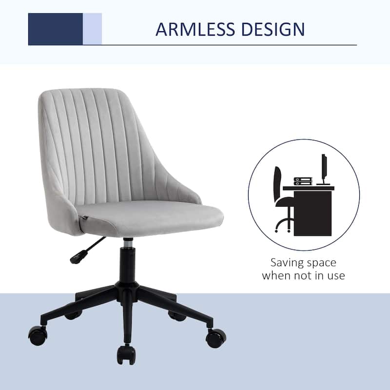 Vinsetto Mid-Back Office Chair, Velvet Fabric Swivel Scallop Shape Computer Desk Chair for Home Office or Bedroom