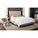 preview thumbnail 1 of 7, SAFAVIEH Hathaway Light Beige Linen Upholstered Tufted Rolled Back Bed (Full)