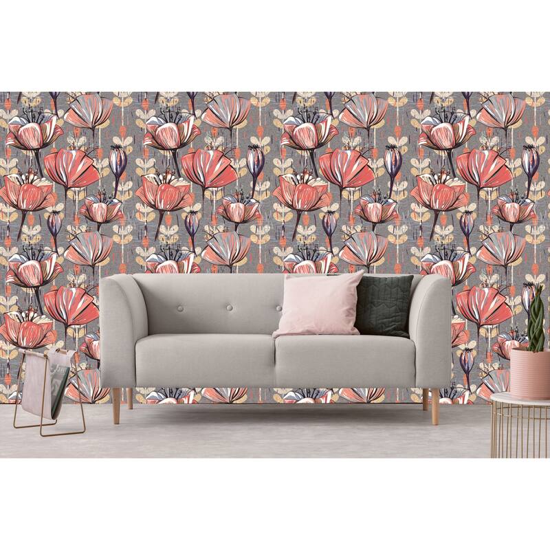 Seal Tulips Removable Wallpaper - 10'ft H x 24''inch W