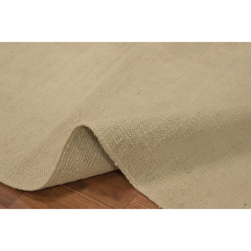 Hand Woven Oriental 100% Wool Carpet Southwestern Modern Beige & Ivories Kilim Runner Rug - 5' 9'' X 2' 2''