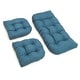 preview thumbnail 8 of 15, Tufted Outdoor Settee Cushion Set (Set of 3) Sea Blue