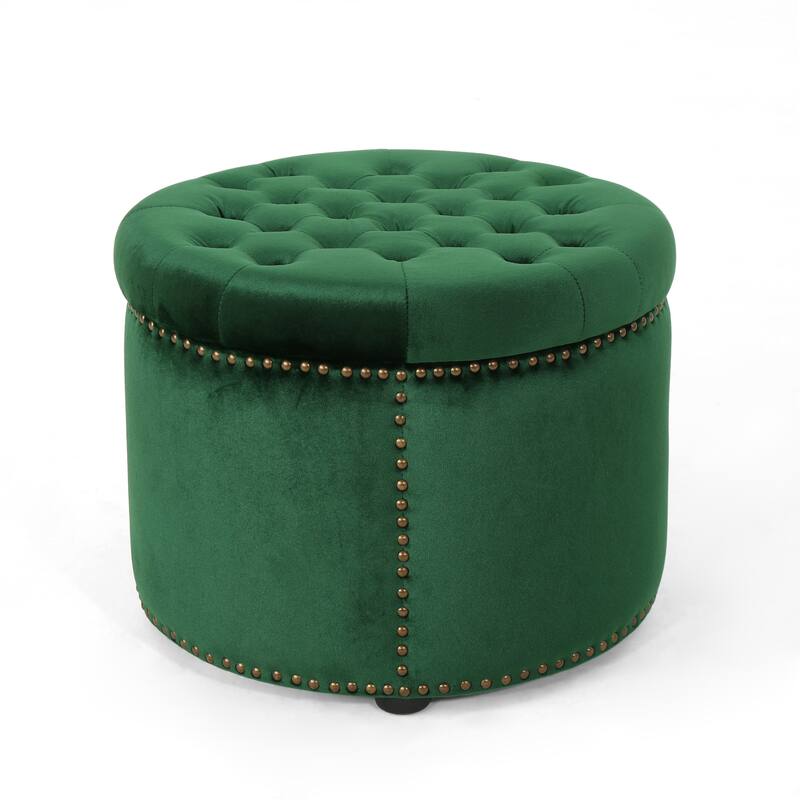 Zahra Velvet Tufted Ottoman by Christopher Knight Home