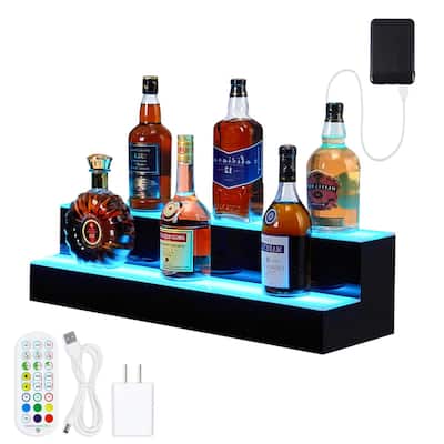 LED Light-Up Wine Bottle Display Rack, Wall-Mounted Acrylic