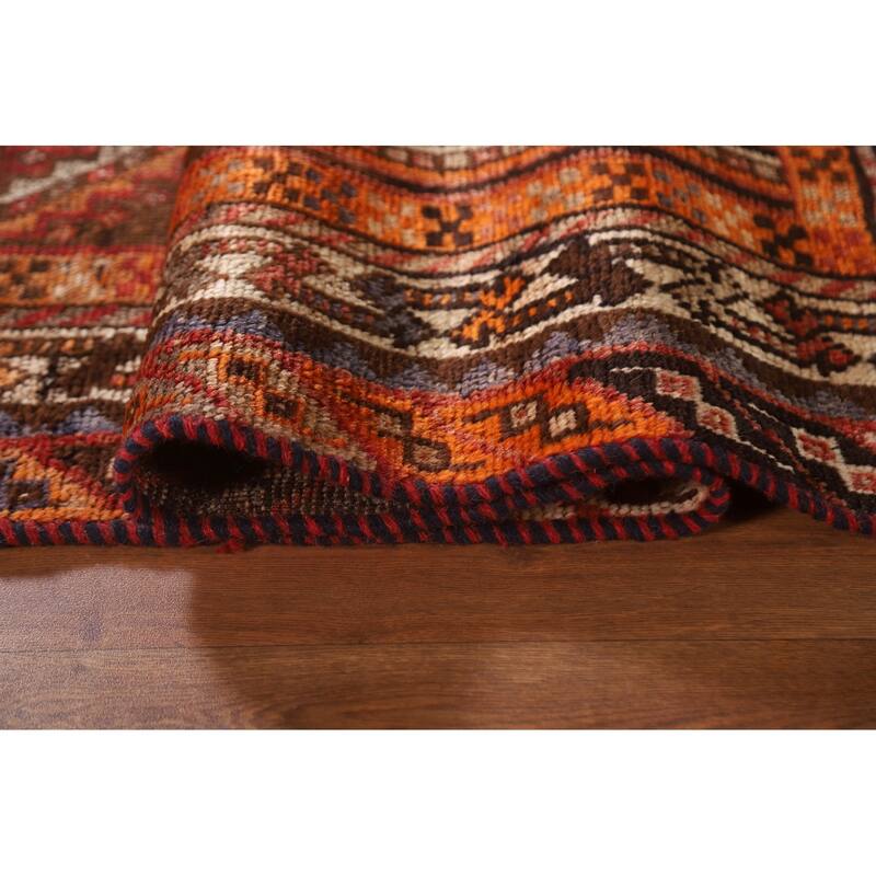Pre-1900 Antique Qashqai Persian Rug Vegetable Dye Wool Carpet - 5'1"x 7'7"