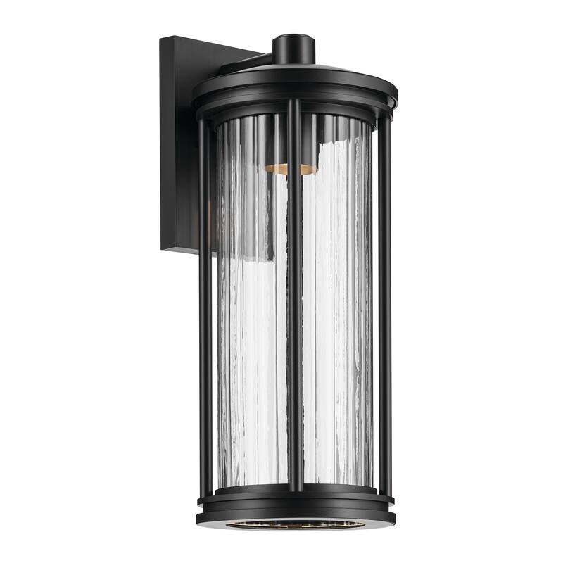 Barras 20.25" 1-Light Outdoor DarkSky Approved Wall Sconce with Clear Ribbed Glass in Black