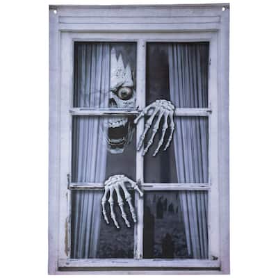 Scary Skeleton Window Cover Halloween Decoration - 46"