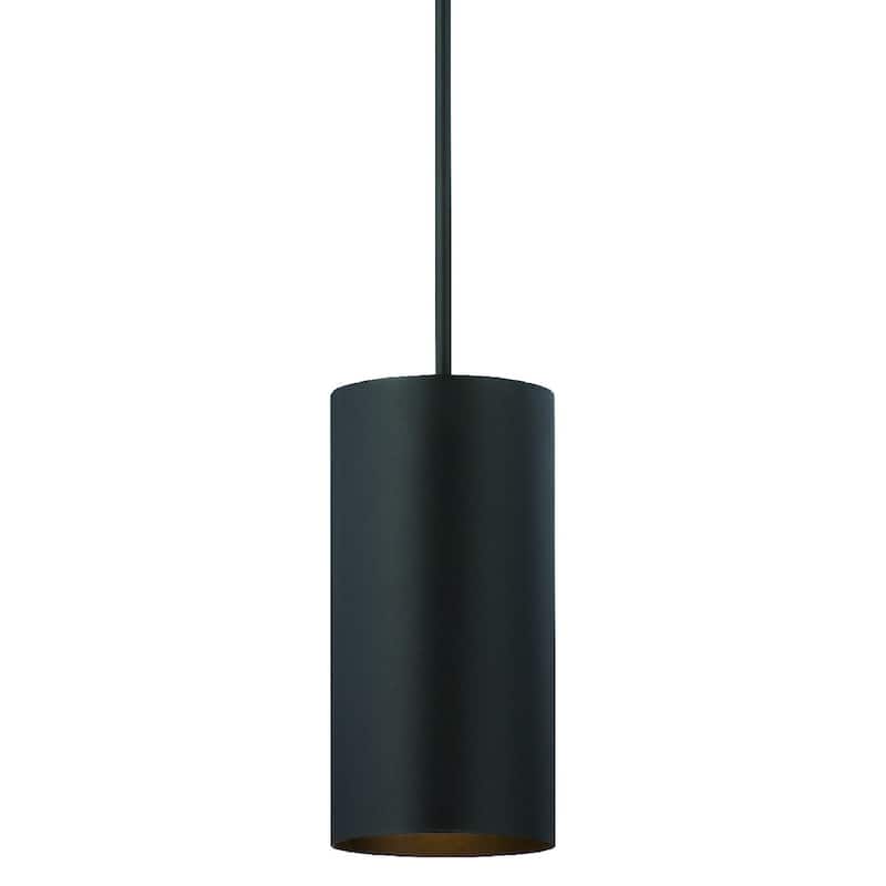 Volume Lighting 1-Light Black Outdoor Cylinder Pendant - N/A