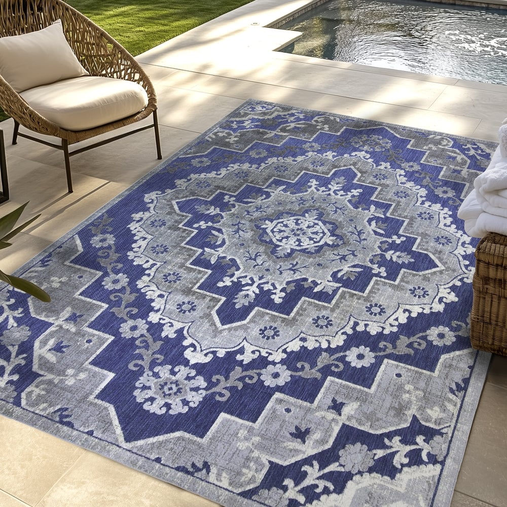 Gertmenian Kalari Modern Bold Multicolored High-Low UV Protected Polypropylene Woven Indoor/ Outdoor Area Rug Collection