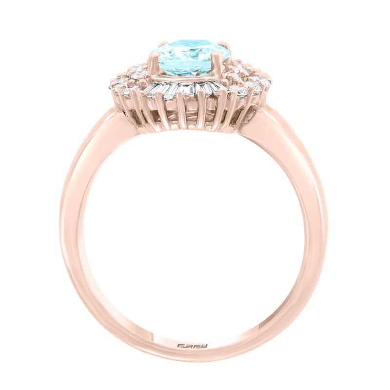 EFFY 14K Gold Diamond,Aquamarine Oval Ring